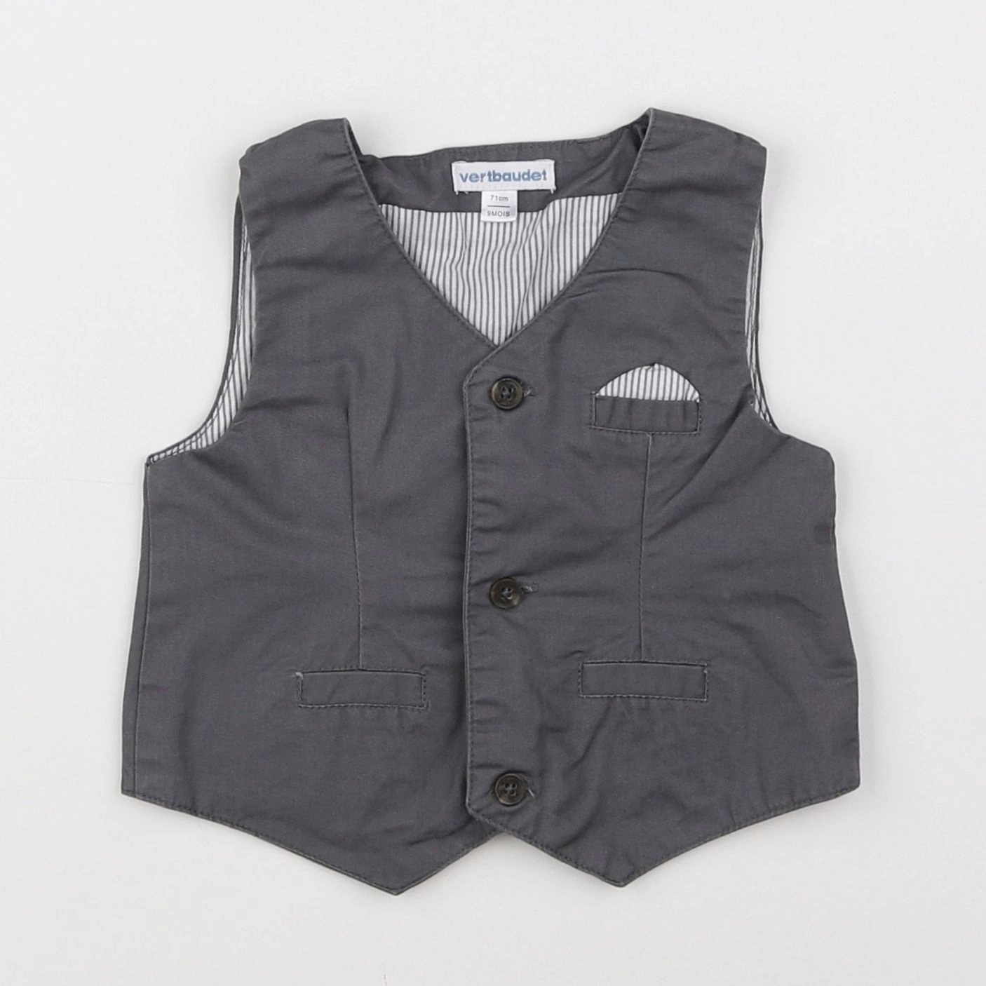 Vertbaudet - gilet gris - 9 mois